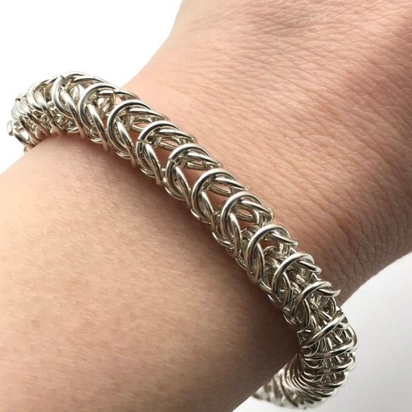 925 Sterling Silver Vintage Chain Link Bracelet 7" - Picture 1 of 5